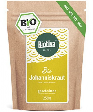 Johanniskraut Tee Bio (250g) - Echtes Johanniskraut, geschnitten - Hypericum - abgefüllt und kontrolliert in Deutschland (DE-ÖKO-005) 