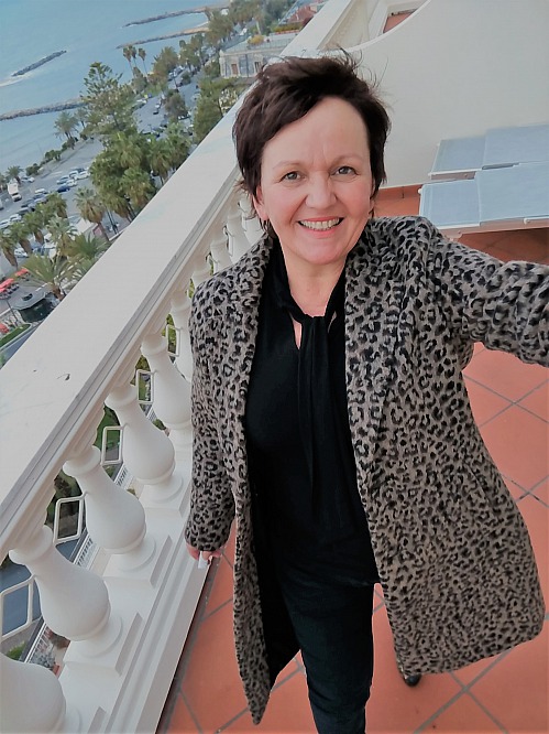 Royal Hotel SanRemo: Annette Maria auf der großen Dachterrasse unserer Suite