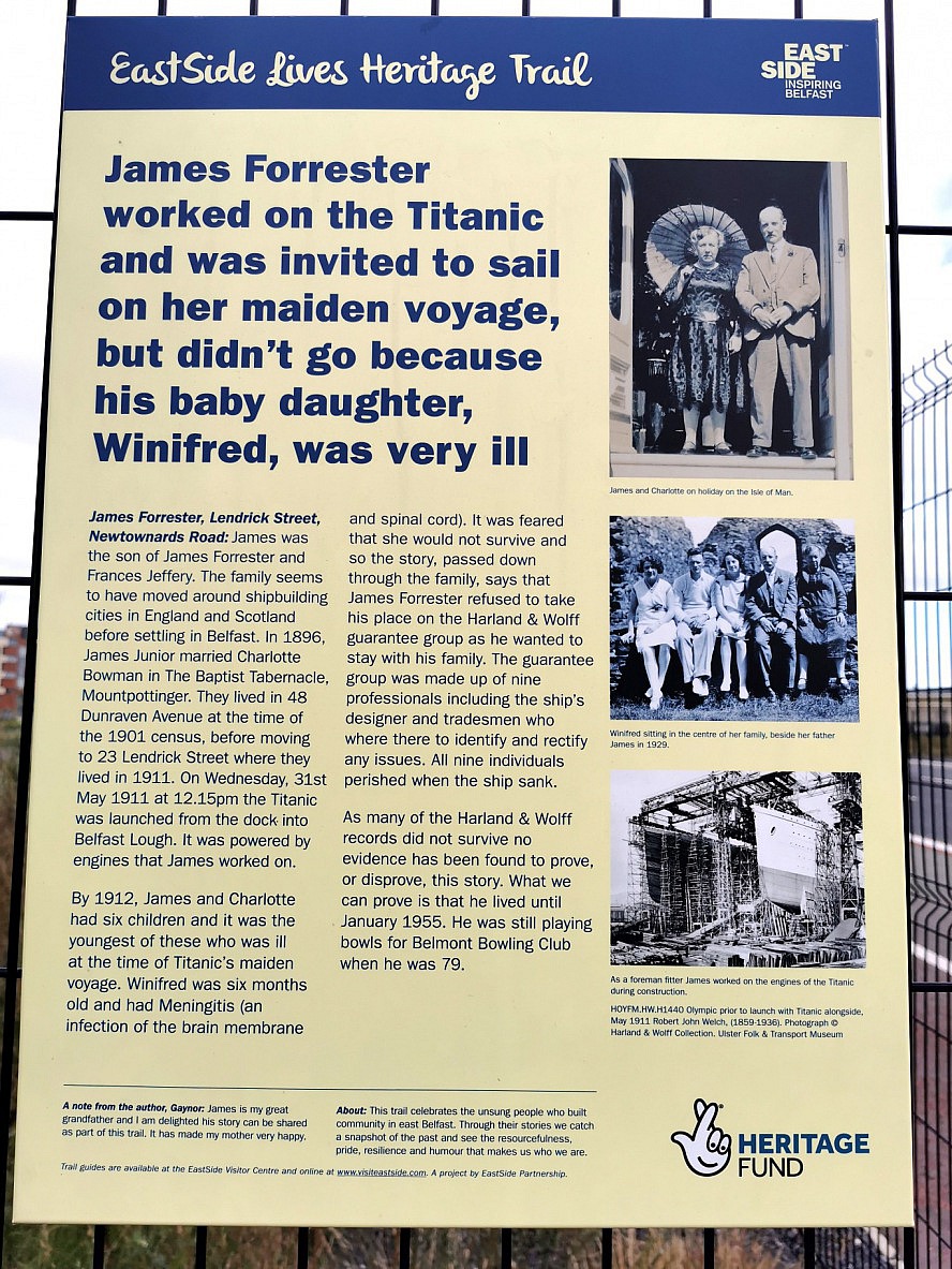 VASCO DA GAMA: James Forrester hat dank Winifred überlebt! Laut der Titanic-Infotafel in Belfast