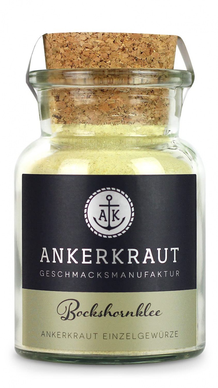 Ankerkraut Bockshornklee, gemahlen, Bockshornklee-Pulver, 85g im Korkenglas
